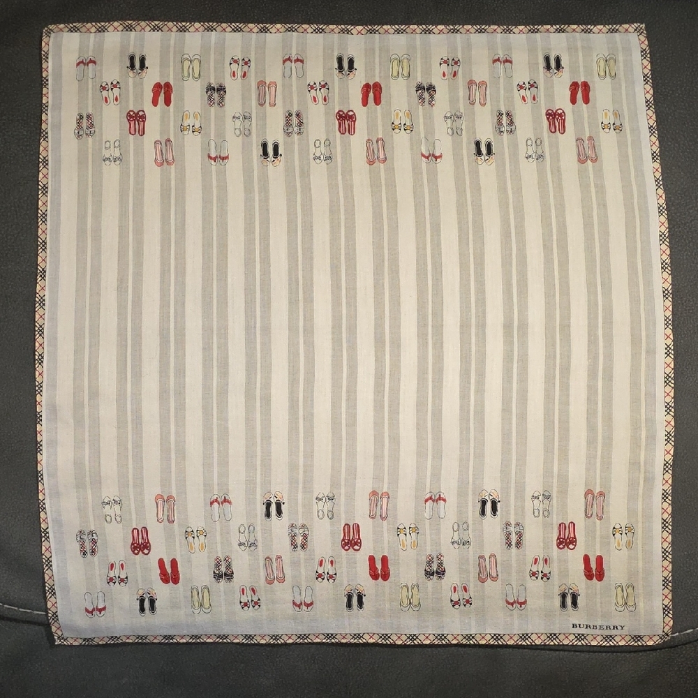 Burberry Beige Striped Handkerchief with Shoe Motif
